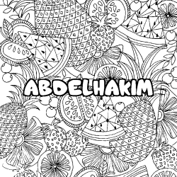 Coloring page first name ABDELHAKIM - Fruits mandala background