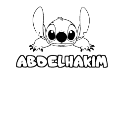 Coloring page first name ABDELHAKIM - Stitch background