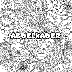 Coloring page first name ABDELKADER - Fruits mandala background