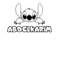 Coloring page first name ABDELKARIM - Stitch background