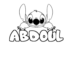 Coloring page first name ABDOUL - Stitch background