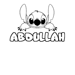 Coloring page first name ABDULLAH - Stitch background