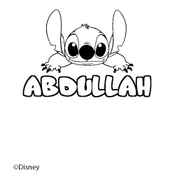 Coloring page first name ABDULLAH - Stitch background