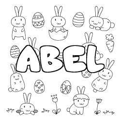 Coloring page first name ABEL - Easter background