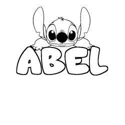 Coloring page first name ABEL - Stitch background