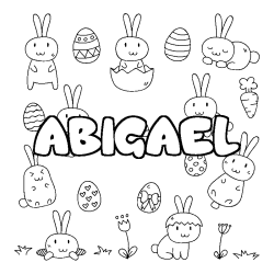 Coloring page first name ABIGAEL - Easter background