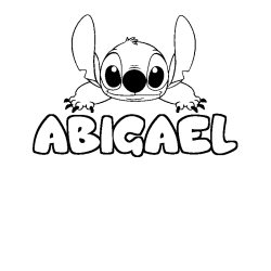 Coloring page first name ABIGAEL - Stitch background