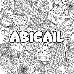 Coloring page first name ABIGAIL - Fruits mandala background