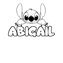Coloring page first name ABIGAIL - Stitch background