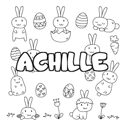 Coloring page first name ACHILLE - Easter background