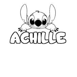 Coloring page first name ACHILLE - Stitch background