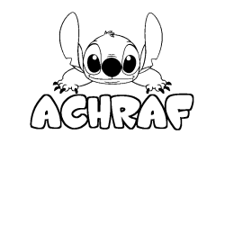 Coloring page first name ACHRAF - Stitch background