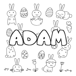 Coloring page first name ADAM - Easter background