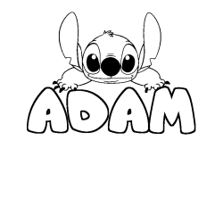 Coloring page first name ADAM - Stitch background