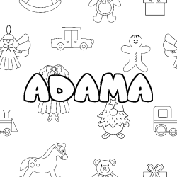 Coloring page first name ADAMA - Toys background