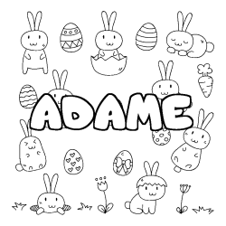 Coloring page first name ADAME - Easter background