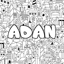 Coloring page first name ADAN - City background