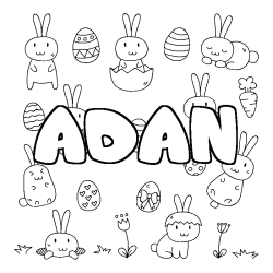 Coloring page first name ADAN - Easter background
