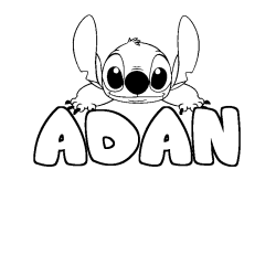 Coloring page first name ADAN - Stitch background