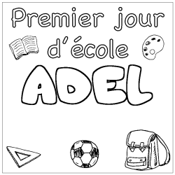 Coloring page first name ADEL - School First day background