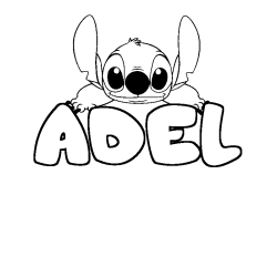 Coloring page first name ADEL - Stitch background