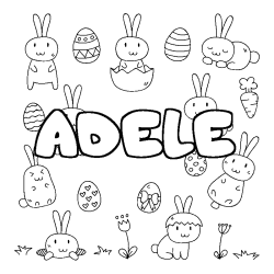 Coloring page first name ADELE - Easter background