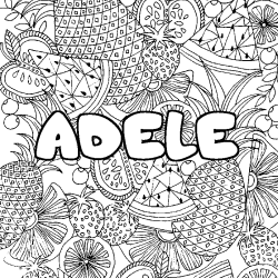 Coloring page first name ADELE - Fruits mandala background