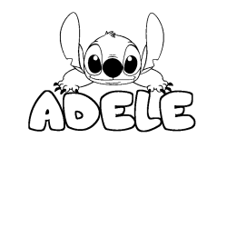 Coloring page first name ADELE - Stitch background