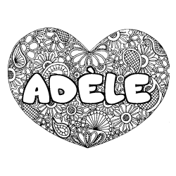 Coloring page first name ADÈLE - Heart mandala background