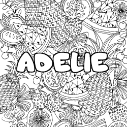 Coloring page first name ADELIE - Fruits mandala background