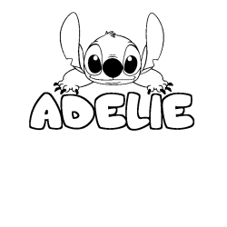Coloring page first name ADELIE - Stitch background