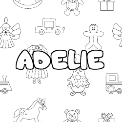 Coloring page first name ADELIE - Toys background