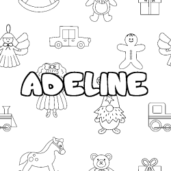 Coloring page first name ADELINE - Toys background