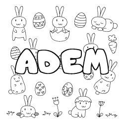 Coloring page first name ADEM - Easter background