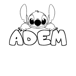 Coloring page first name ADEM - Stitch background