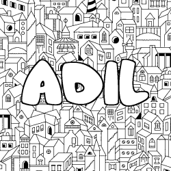 Coloring page first name ADIL - City background