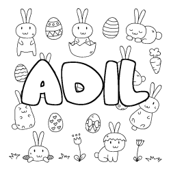 Coloring page first name ADIL - Easter background