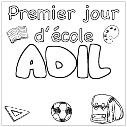 Coloring page first name ADIL - School First day background