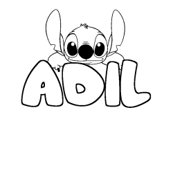 Coloring page first name ADIL - Stitch background