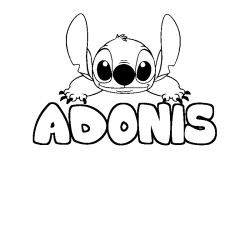 Coloring page first name ADONIS - Stitch background