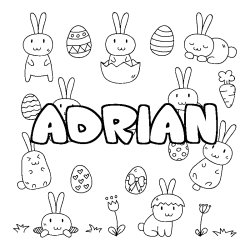 Coloring page first name ADRIAN - Easter background