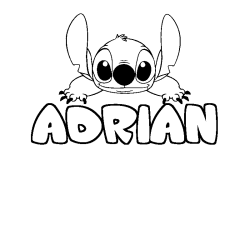 Coloring page first name ADRIAN - Stitch background