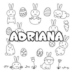 Coloring page first name ADRIANA - Easter background