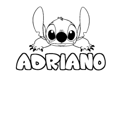 Coloring page first name ADRIANO - Stitch background
