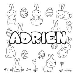 Coloring page first name ADRIEN - Easter background