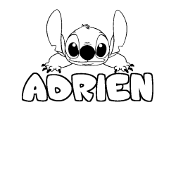Coloring page first name ADRIEN - Stitch background