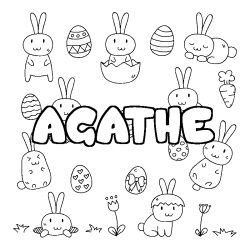 Coloring page first name AGATHE - Easter background