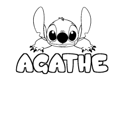 Coloring page first name AGATHE - Stitch background