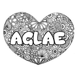 Coloring page first name AGLAE - Heart mandala background