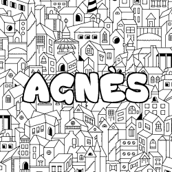 Coloring page first name AGNÈS - City background